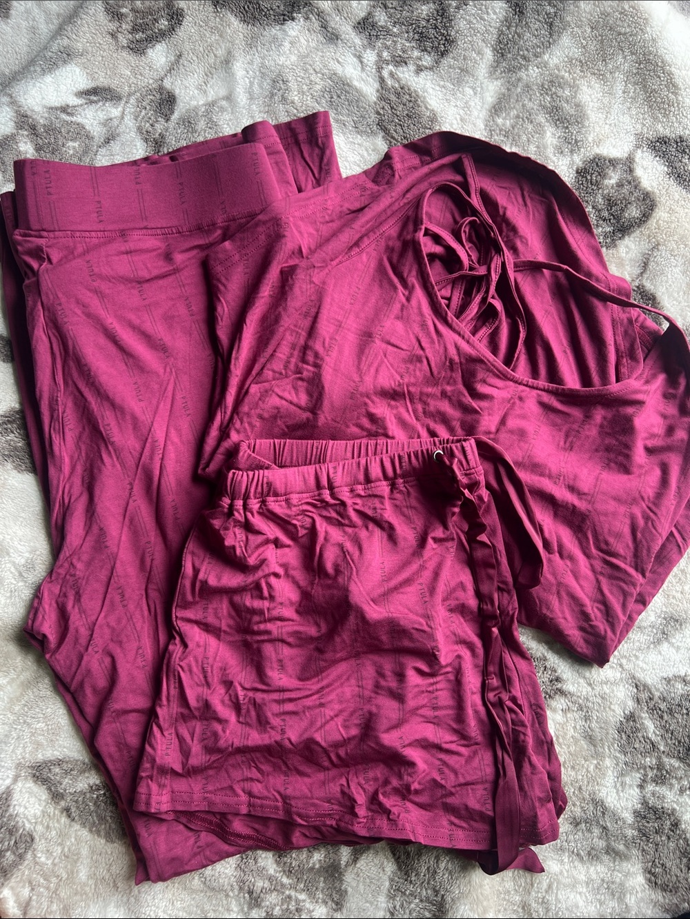 Ptula Magenta 3 piece Pajama Set - Soft Sleepwear